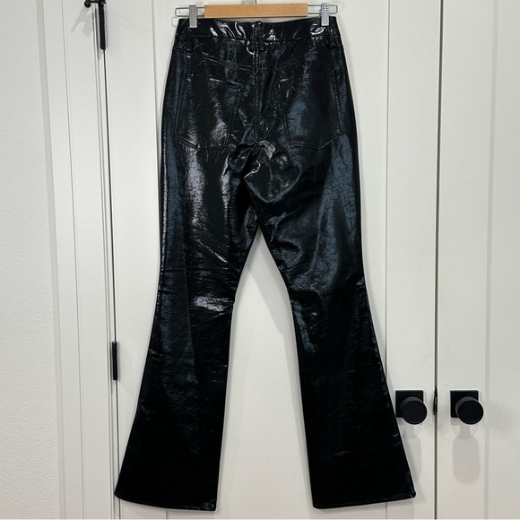 Good American Good Classic Boot Cut Pants Vinyl Faux Leather High Rise Black 6 - Picture 6 of 14